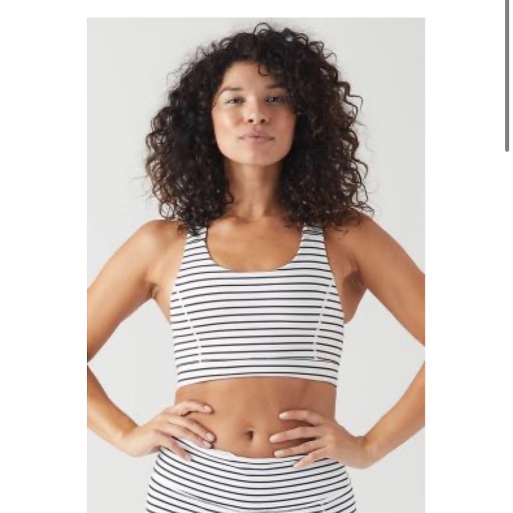 Glyder Black Stripe Full Force Bra Womens Small Workout Activewear NWT$54